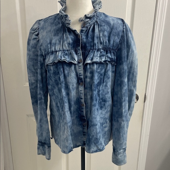 idem ditto Tops - Women's Blue Button Down Shirt